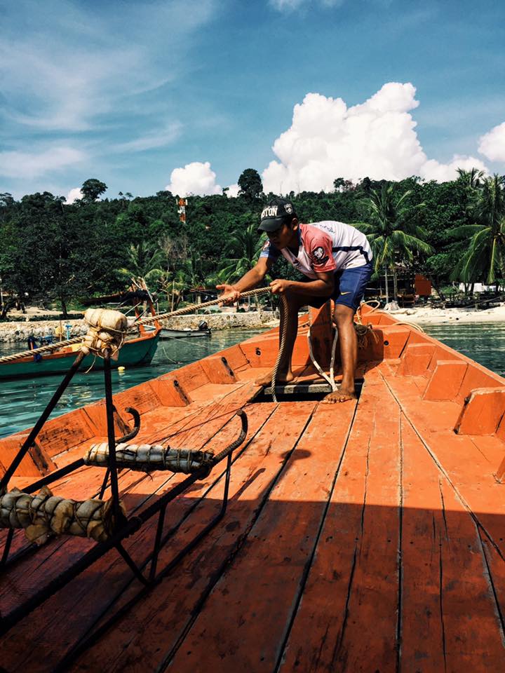 Exploring on a long boat on Koh Rong Island, Cambodia 