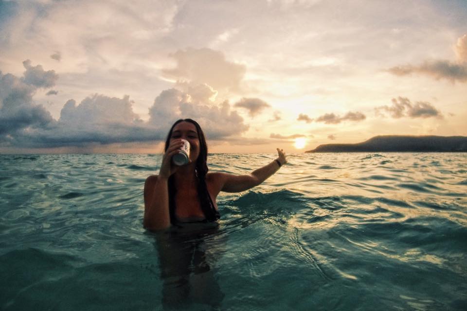 Holly in the water at sunset on Koh rong island. 