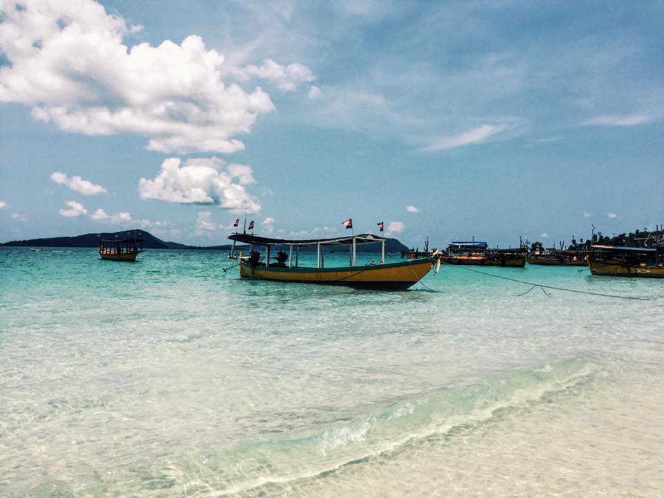 The shoreline and blue seas on Koh Rong Island 