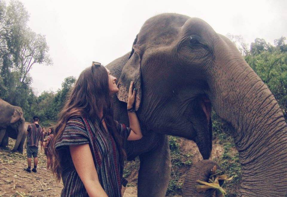 Holly and the mama elephant at an ethical elephant sanctuary in chiang mai 