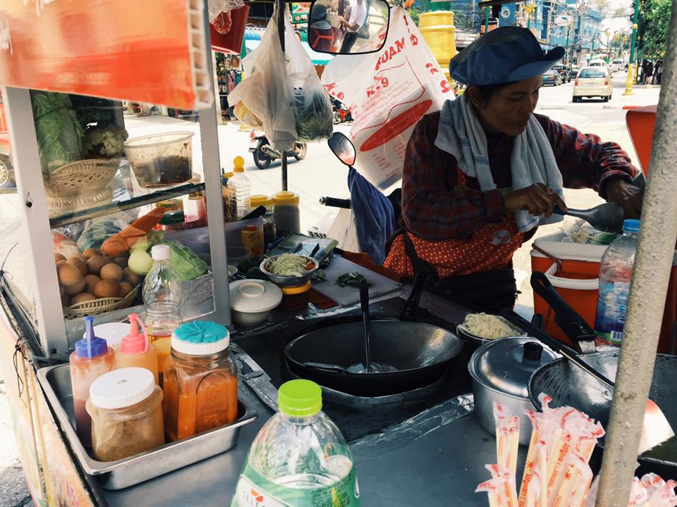 Street food vendor making a Pad Thai in Chiang Mai 