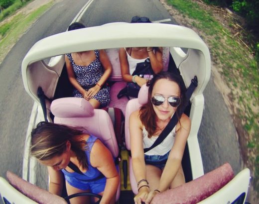 In a barbie car on Magnetic Island