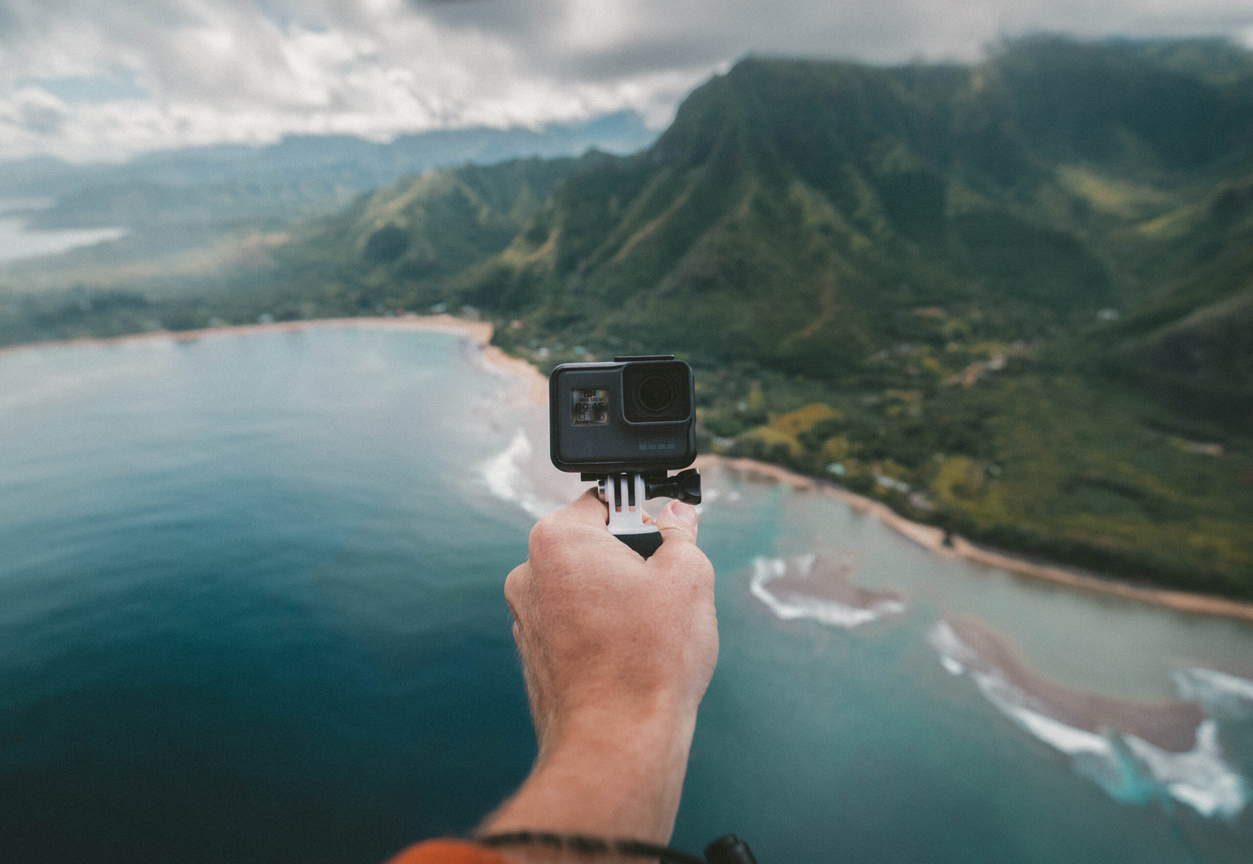 Man holding a GoPro Up to a great view 
