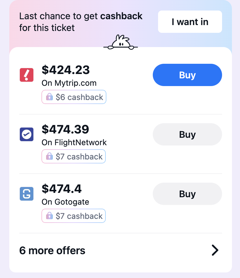 WayAway.io's easy interface and cashback options 