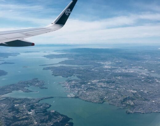 Flying over Auckland