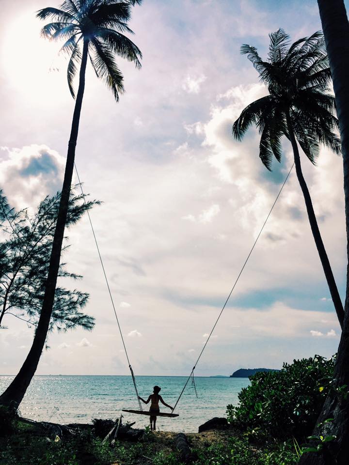 Holly on a swing at Lonely Beach on Koh rong Island