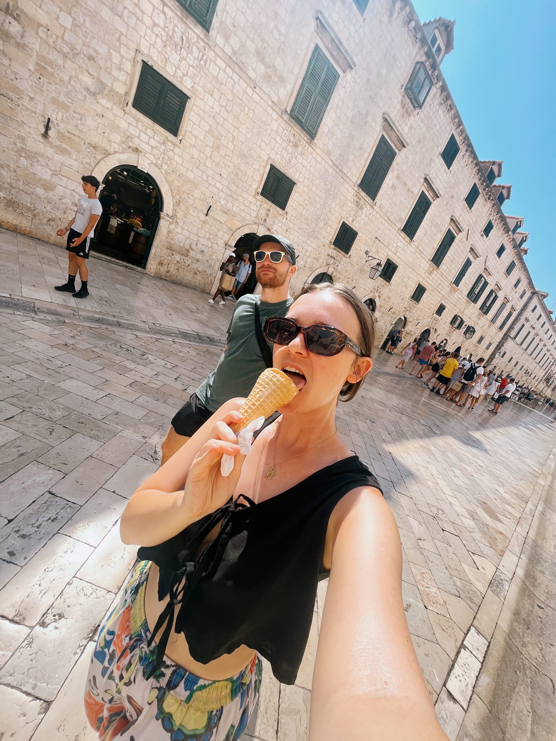 Holly and phil eating ice cream in dubrovnik city walls