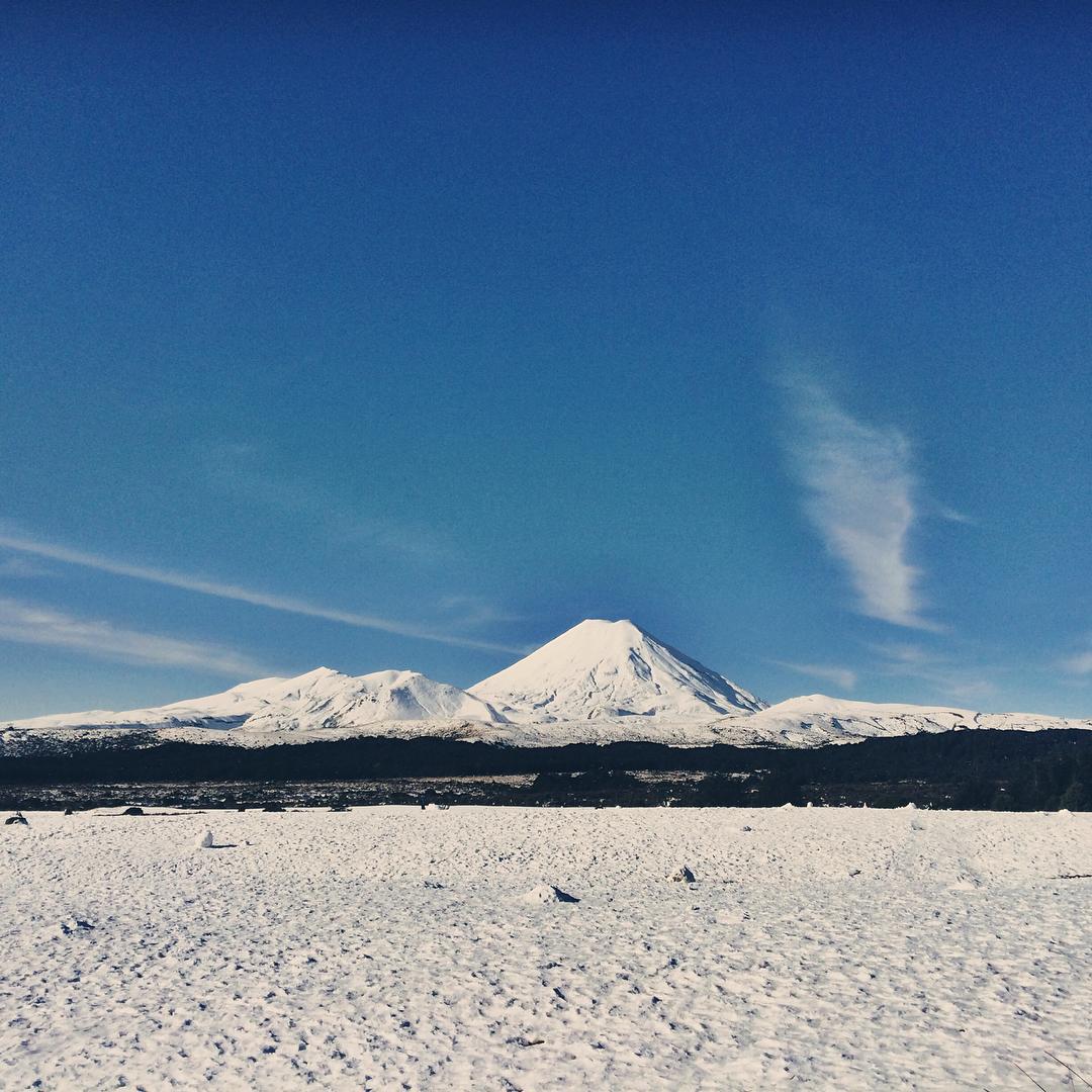 A lot of snow at Tongariro national park - the best time to visit new zealand