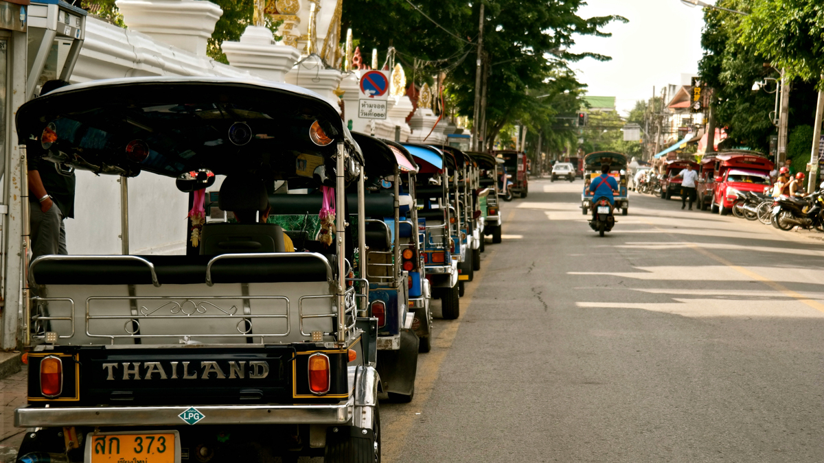 TukTuks lined up in Chiang Mai 