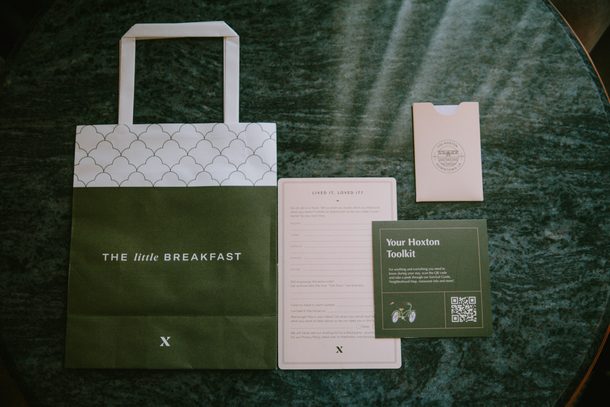 The welcome pack at the hoxton 