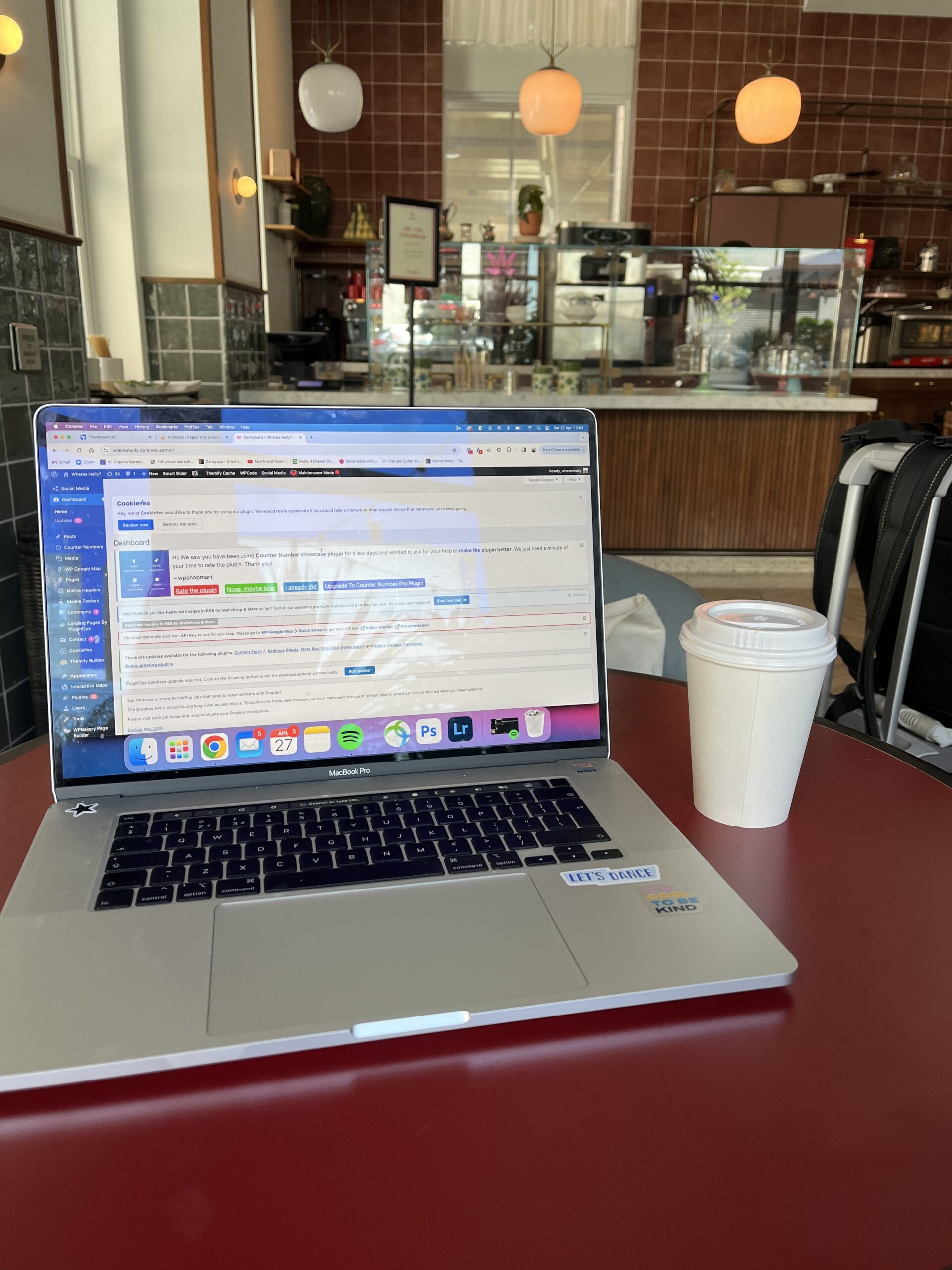 Working from the cafe downstairs