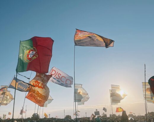 Flags at Glastonbury 2023