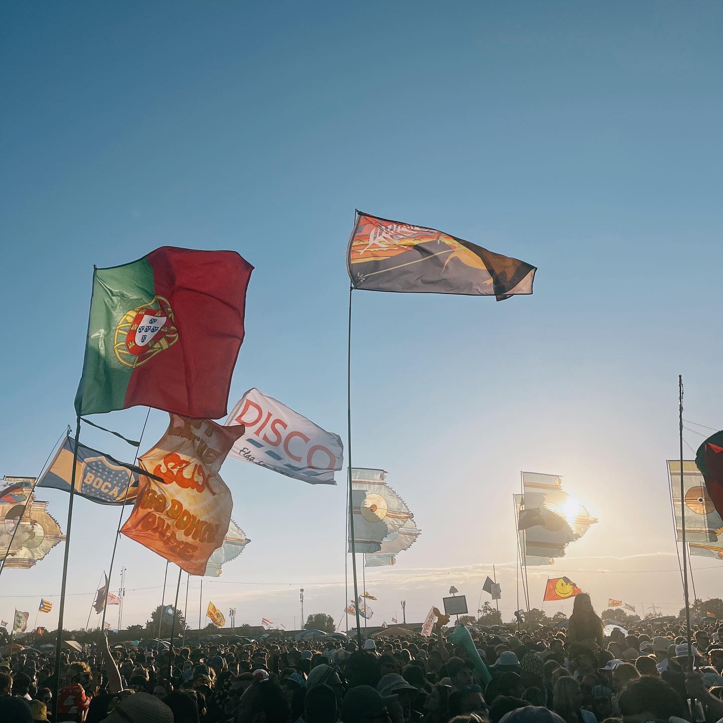 Flags at Glastonbury 2023