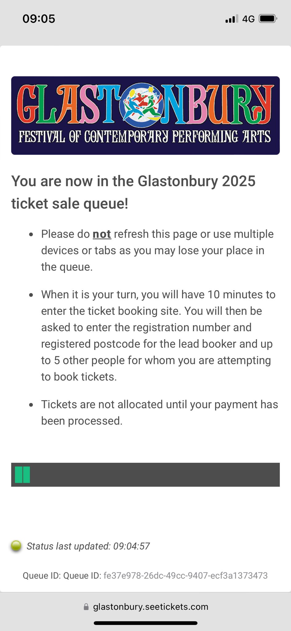 the two green queue bars of death in the glastonbury sale 