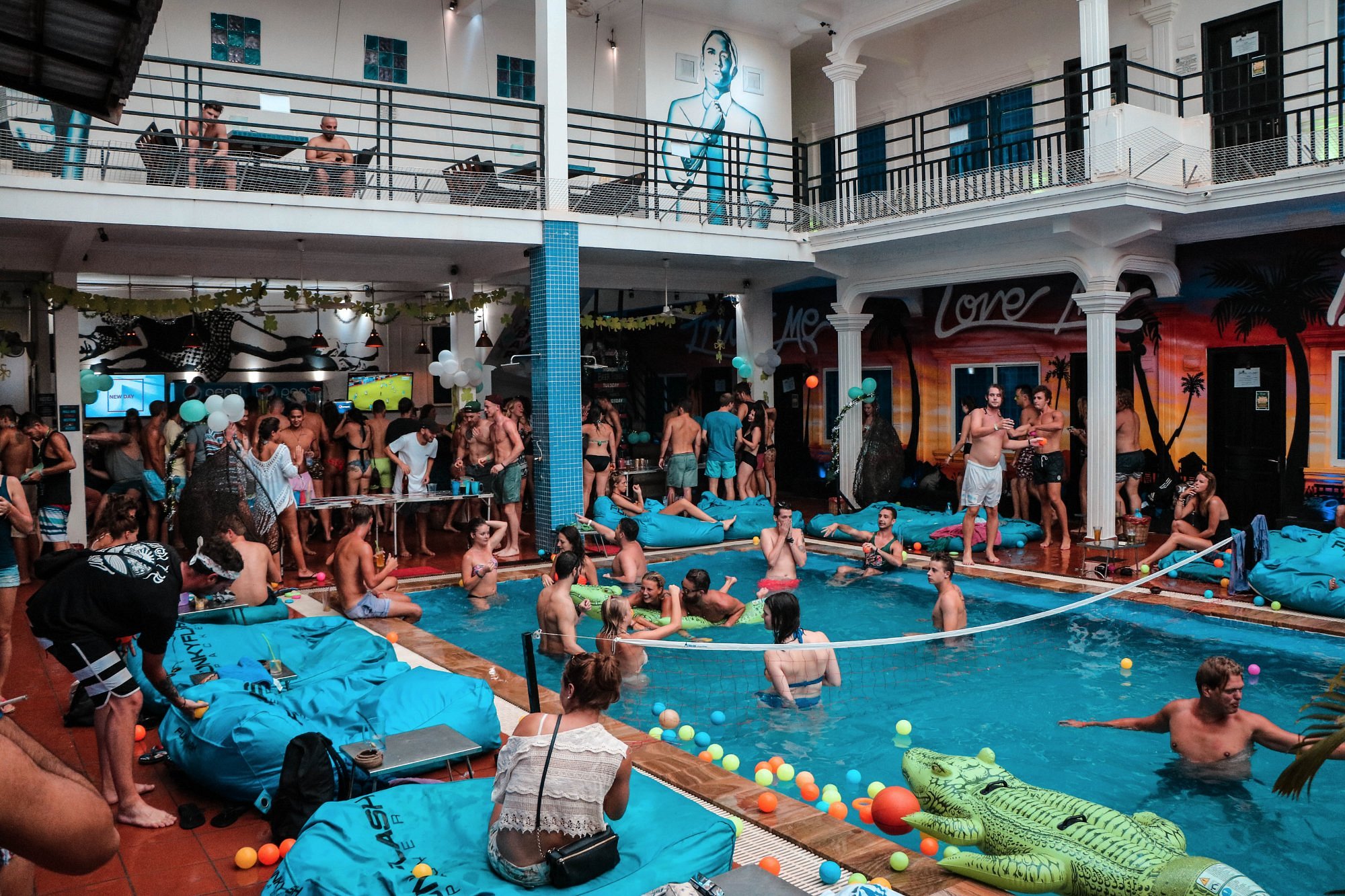 Funky Village hostel pool in Siem Reap